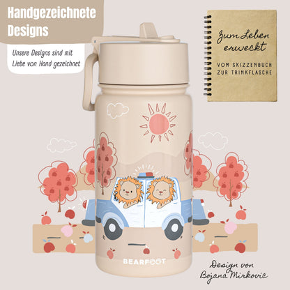Thermo Kinder Trinkflasche Edelstahl - Polizei braun