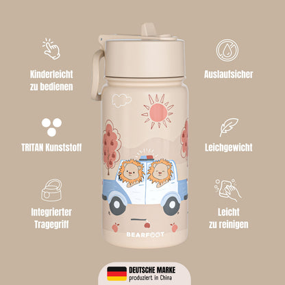 Thermo Kinder Trinkflasche Edelstahl - Polizei braun