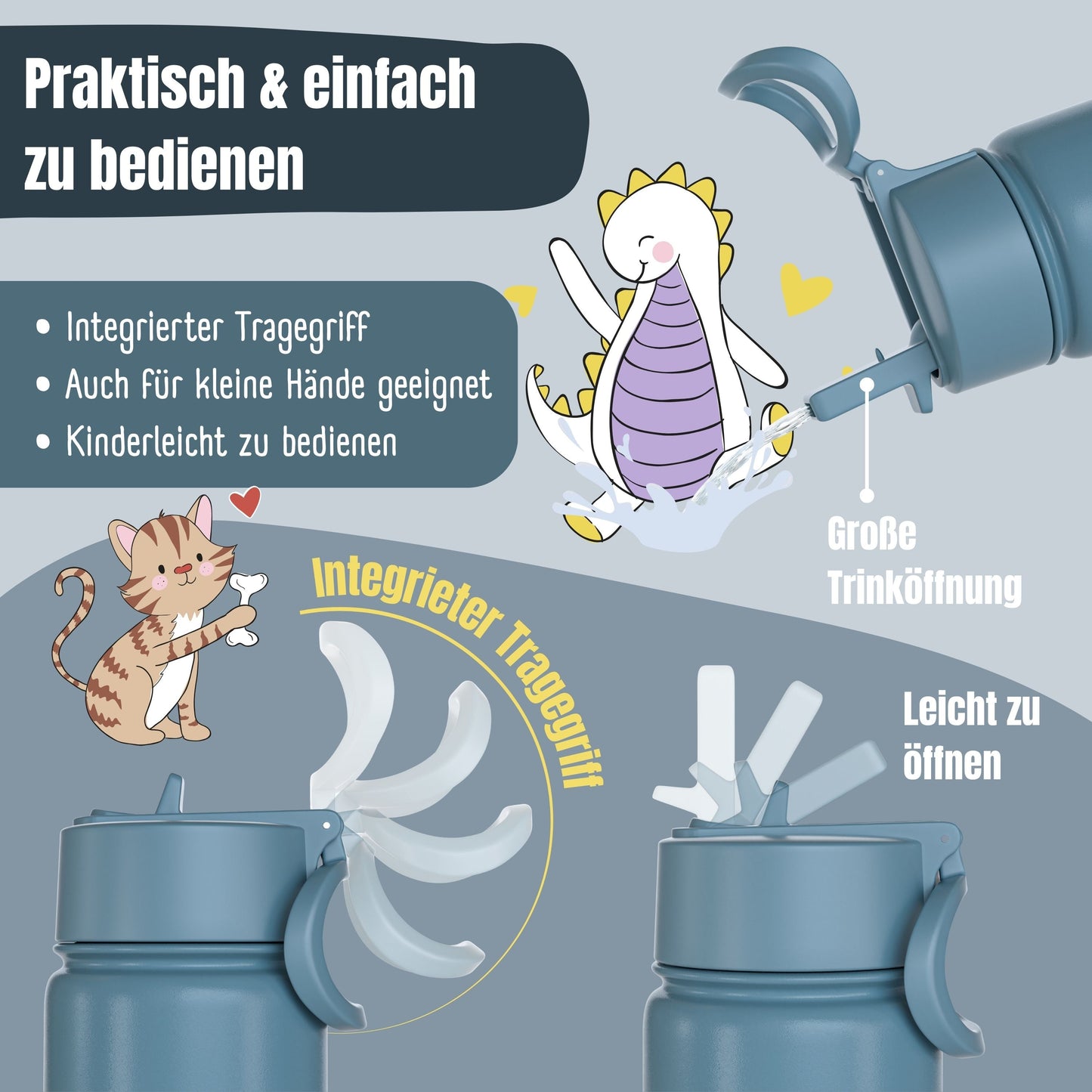 Thermo Kinder Trinkflasche Edelstahl - Traktor