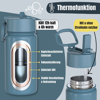 Thermo Kinder Trinkflasche Edelstahl - Astro Bär blau