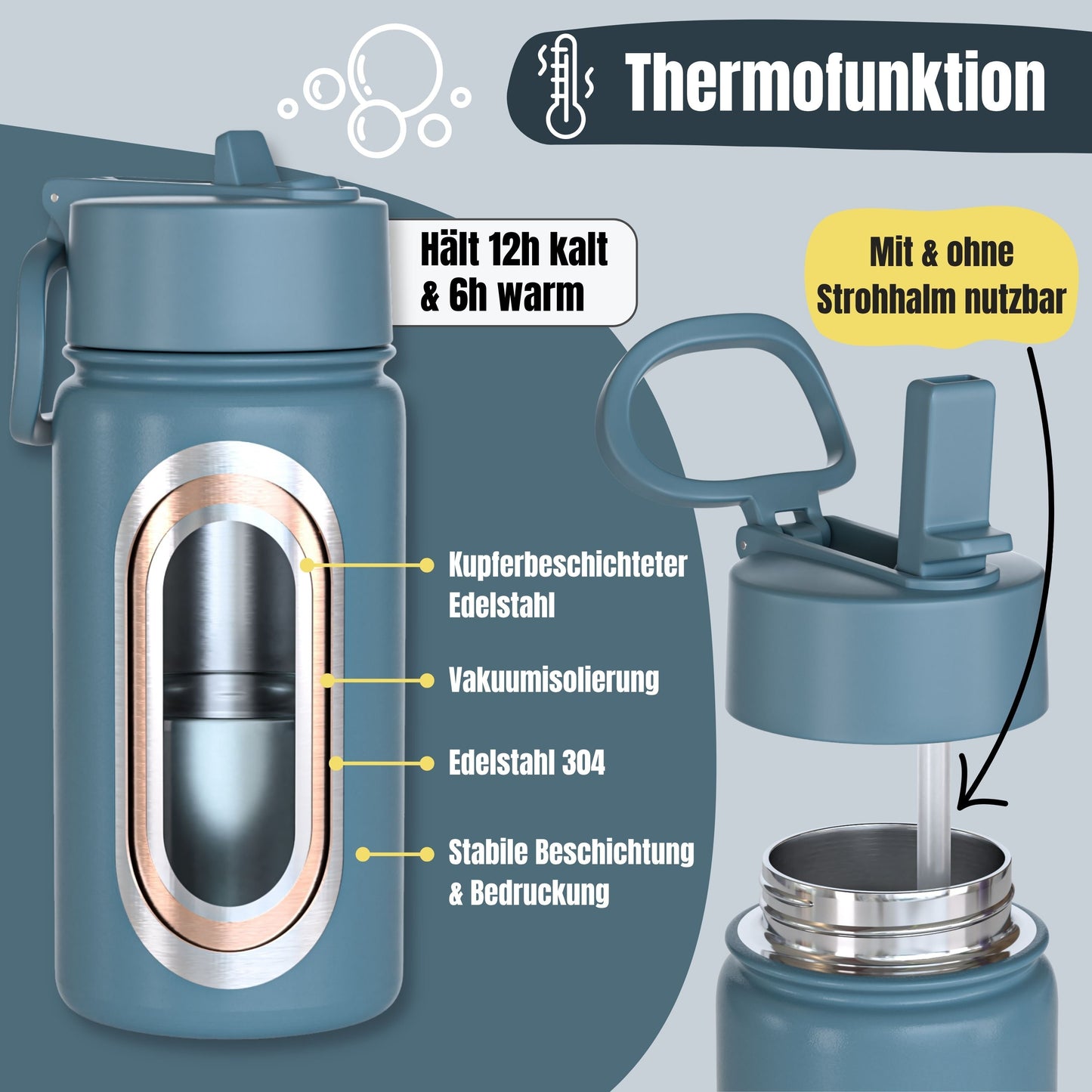 Thermo Kinder Trinkflasche Edelstahl - Traktor