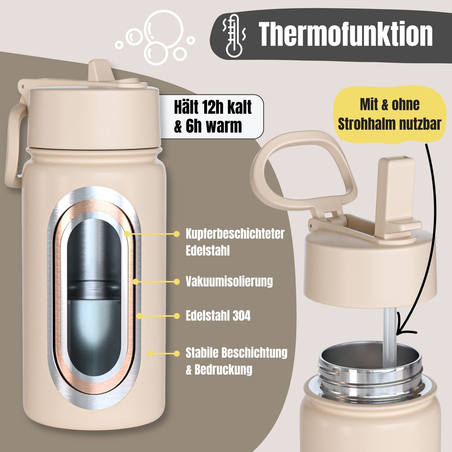 Thermo Kinder Trinkflasche Edelstahl - Krankenwagen braun