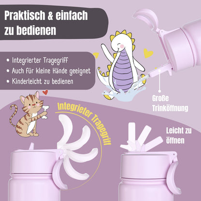 Thermo Kinder Trinkflasche Edelstahl - Einhorn lila