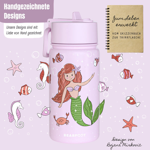 Thermo Kinder Trinkflasche Edelstahl - Meerjungfrau lila