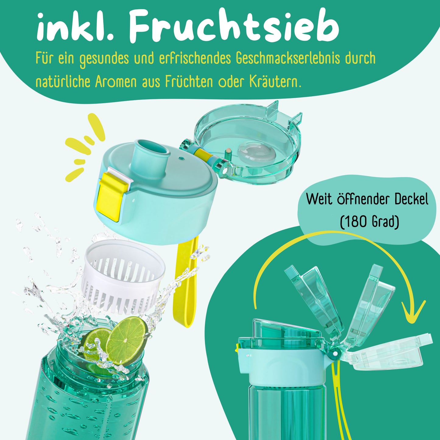 Trinkflasche Kinder, 500ml, leicht - Ozean-mint