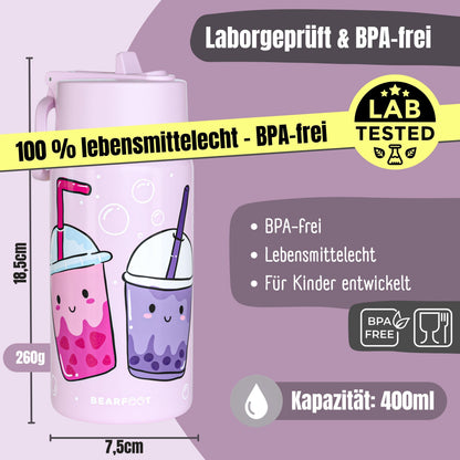 Thermo Kids Stainless Steel Water Bottle - BubbleTea Purple