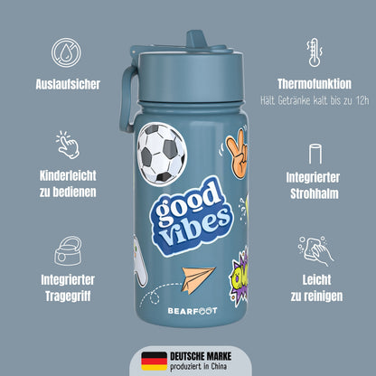 Thermo Kinder Trinkflasche Edelstahl - Sticker lila