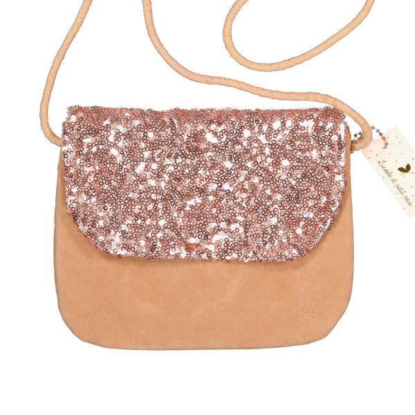 Handtas - Roze fluweel en pailletten