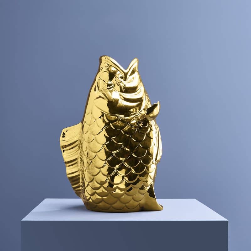 Sculpture/Vase Poisson Blubb Doré