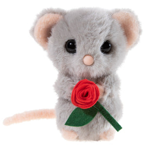 Young & Trendy muis met roos knuffel - 15 cm