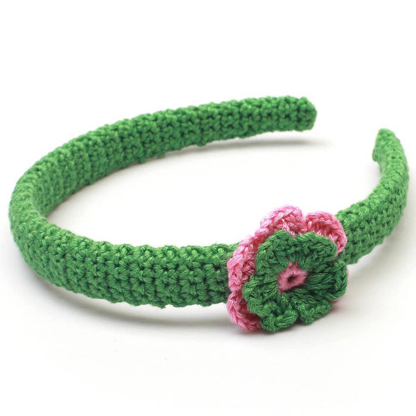 Haarband met bloem - Groen