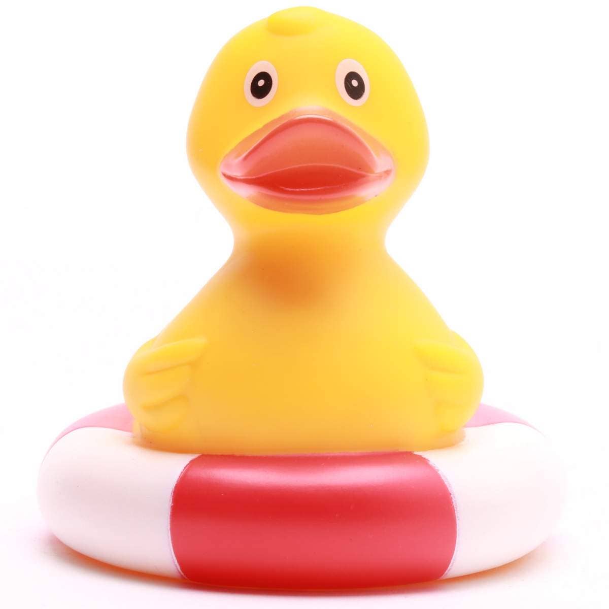 canard de bain dans une bouee de sauvetage rouge canard en caoutchouc