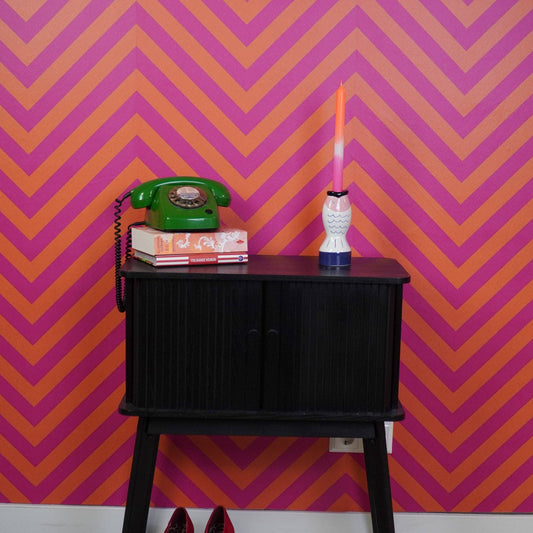 Kandelaar - Vis - Blauw/Wit/Roze - 7x7x16,5 cm