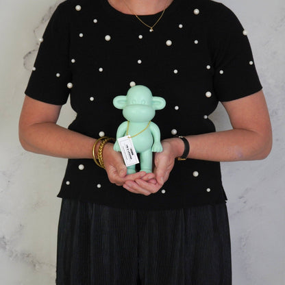 Decoratie - Apenbeeldje 'De Legende' - Polyresin - Mintgroen - 11x7x19cm