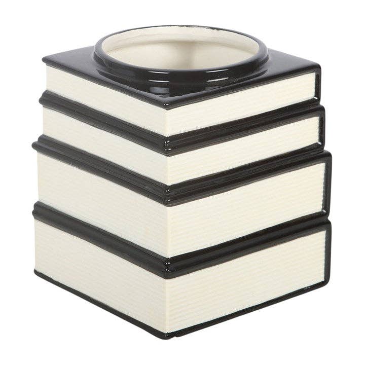 Vase en forme de pile de livres Magick avec chat noir