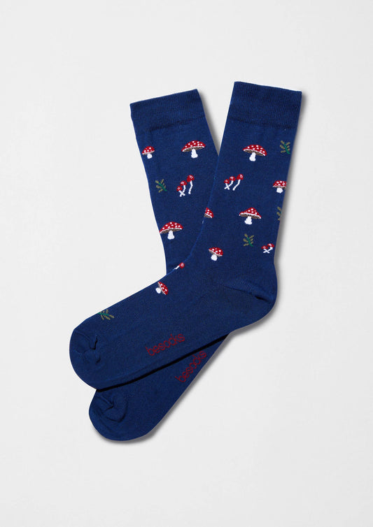 BeMushroom Navy Socks - 100% Organic Cotton
