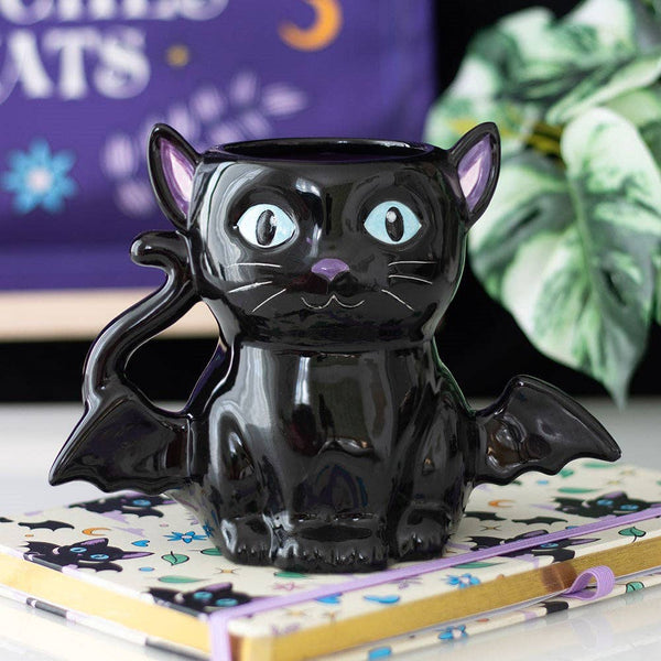 Mok met 3D-kat en vleermuis