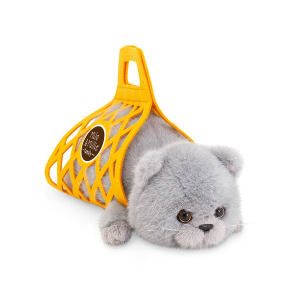 Peluche Milo & Millie, Milo le chat gris (35 cm) - 0+