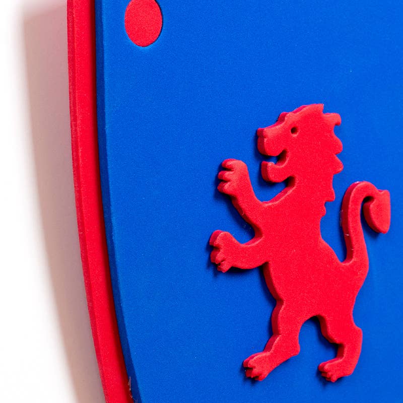 Softik blauw schuimrubberen schild met leeuw