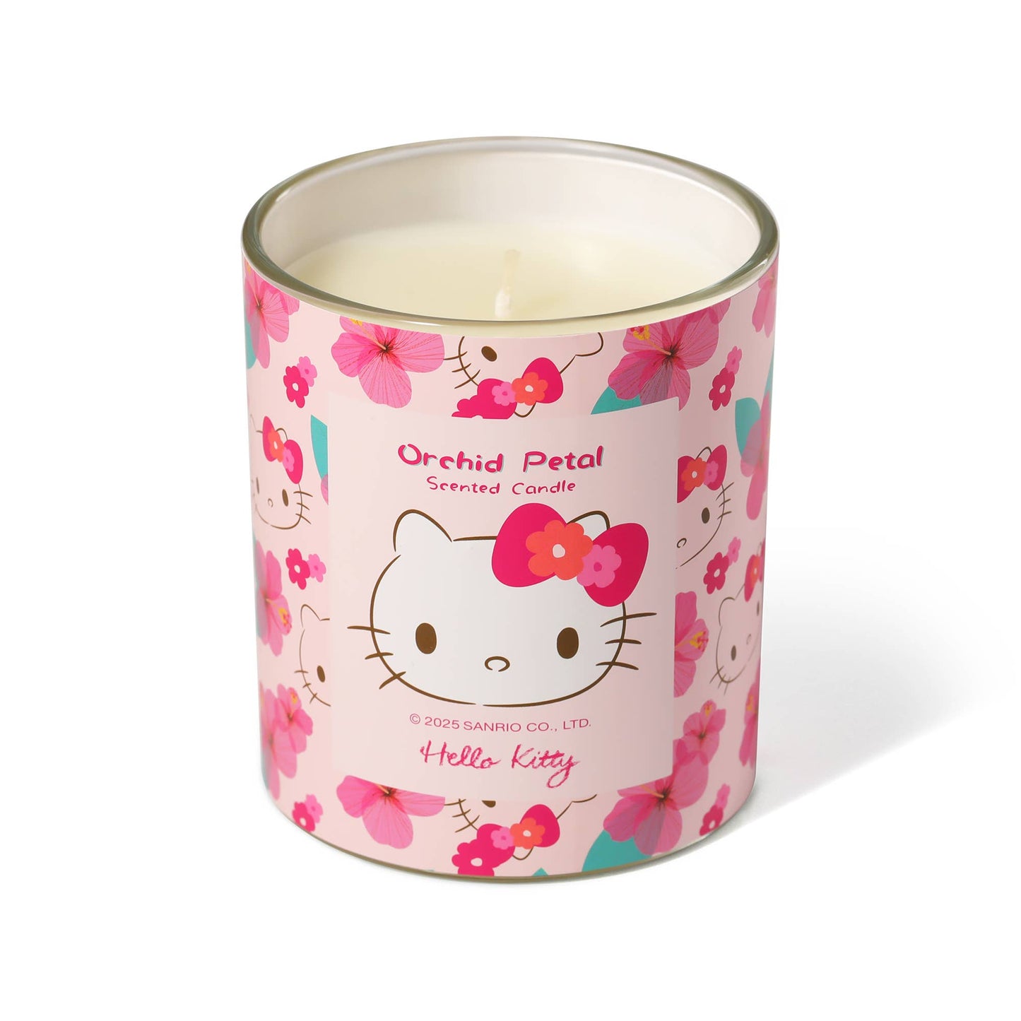 Roze kaars met originele Hello Kitty-print, geur van orchideeblaadjes