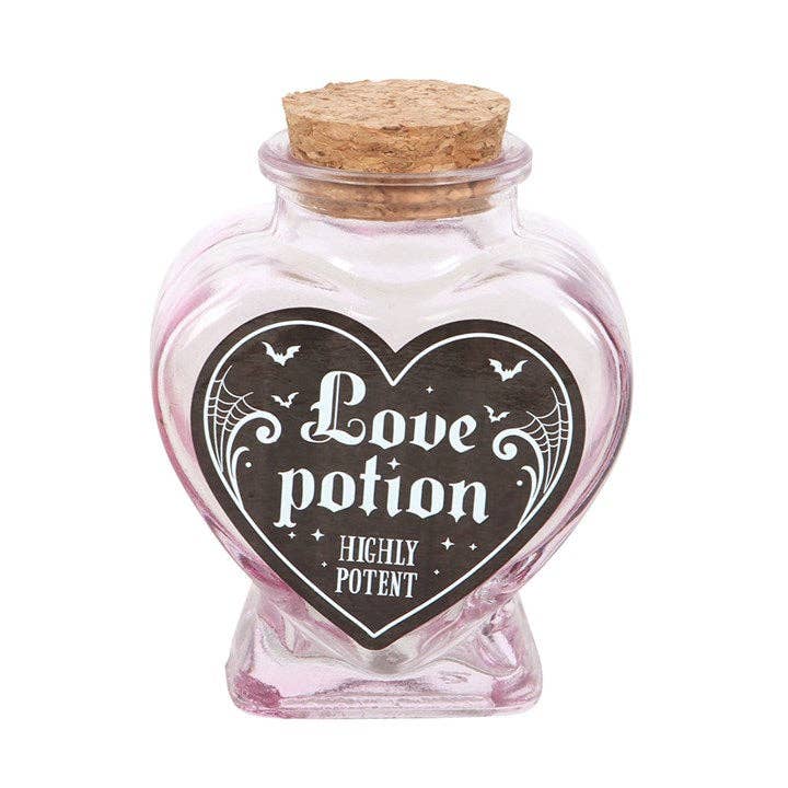 Decorative glass bottle in the shape of a heart, Love Potion