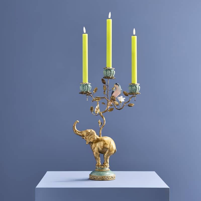 Gouden olifantenkroonluchter, poly/metaal, 28 x 11 x 46,5 cm