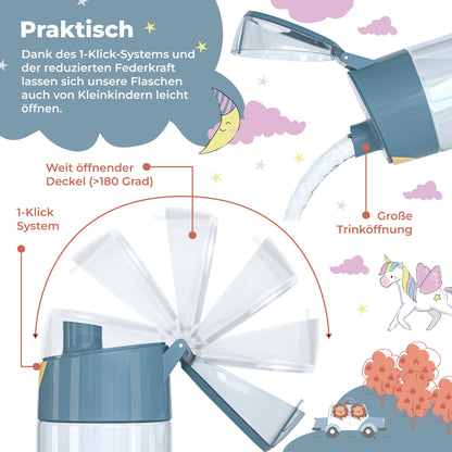 Trinkflasche Kinder, leichte Wasserflasche - Traktor Fuchs