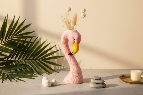 Kleine vaas met flamingohoofd