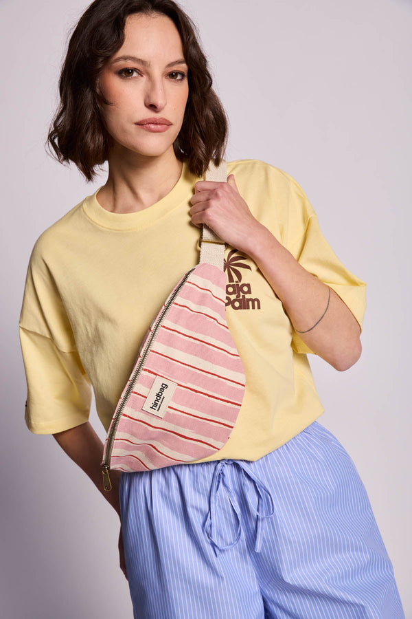 Sac banane Olivia Rayures rouge et rose