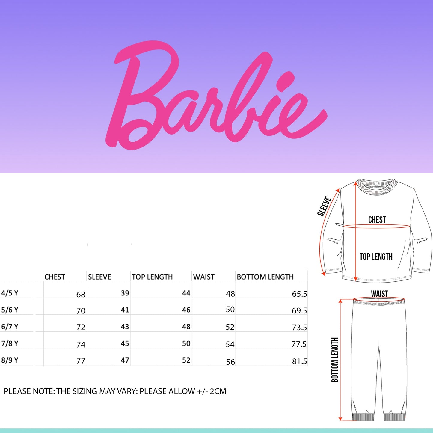 Barbie Personalised Pyjamas - Pink