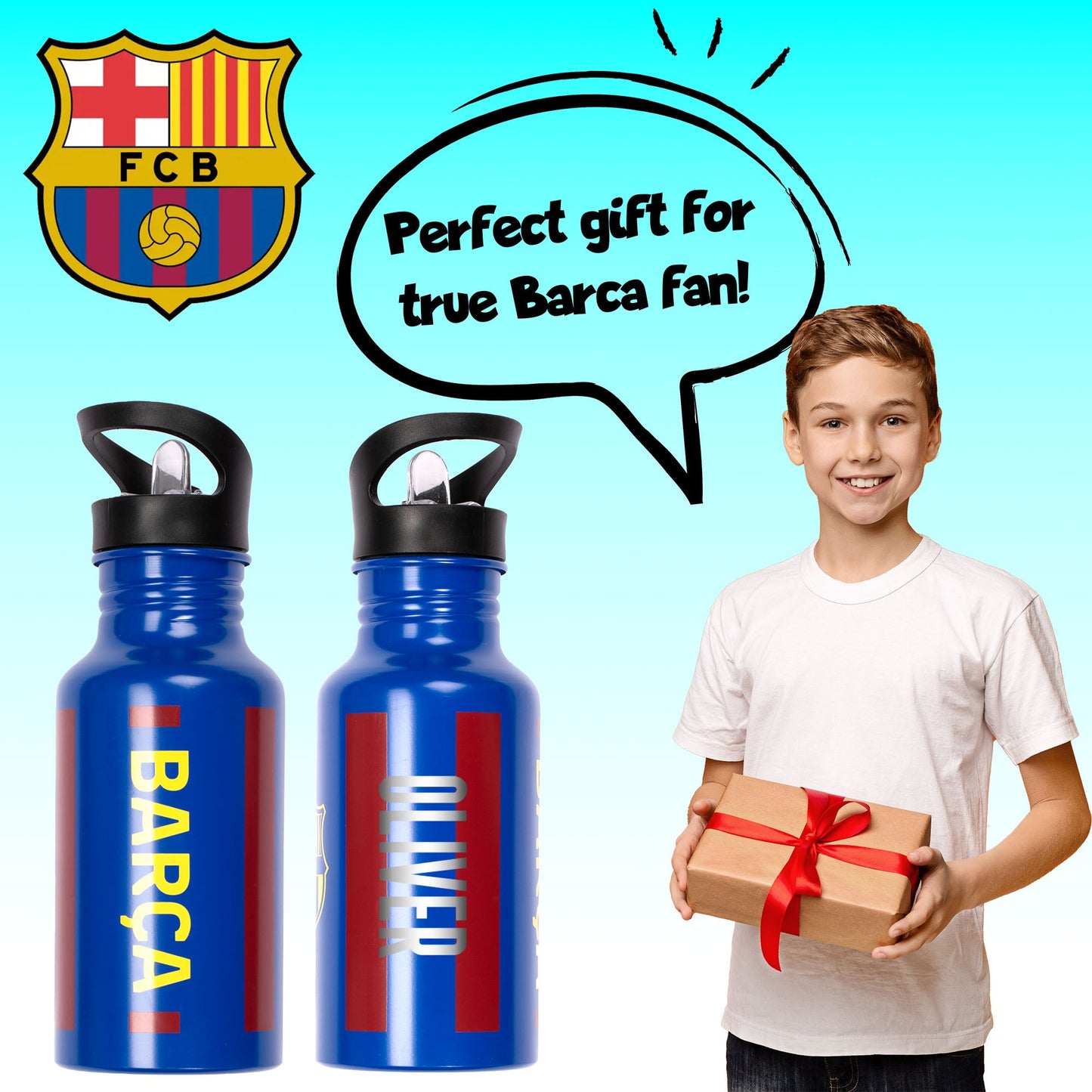 Barcelona FC Personalized Metal Water Bottle 500ml