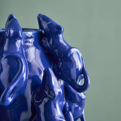 Vase M. Mäuschen, grès bleu cobalt, 23 x 23 x 26 cm