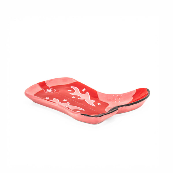 Sieradenschaaltje in de vorm van een cowboylaars - Rood