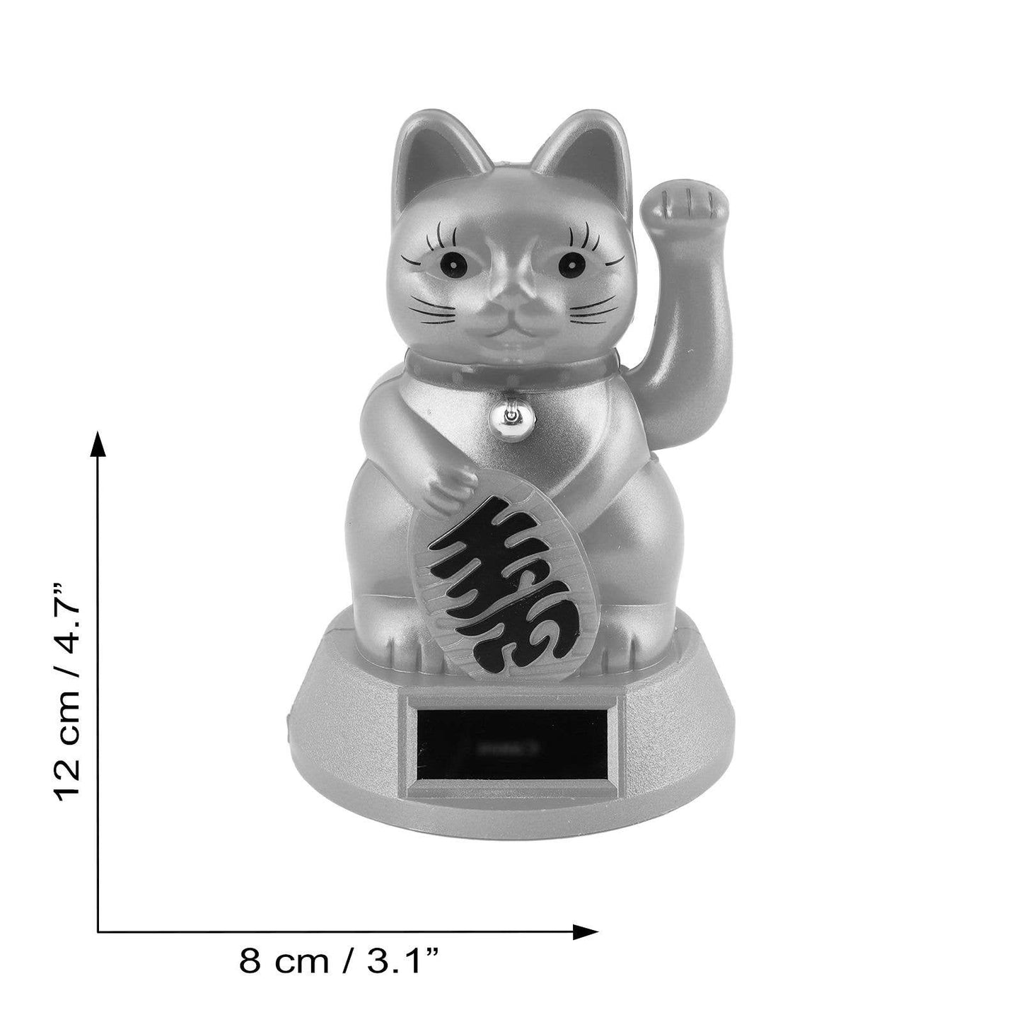 Gelukskat Maneki-neko Wave Cat solar 12cm wit