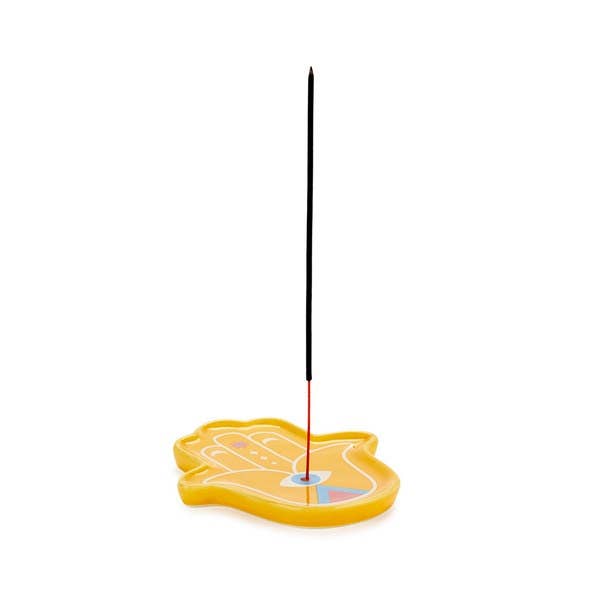 Incense holder, Lucky Hand, yellow, ceramic