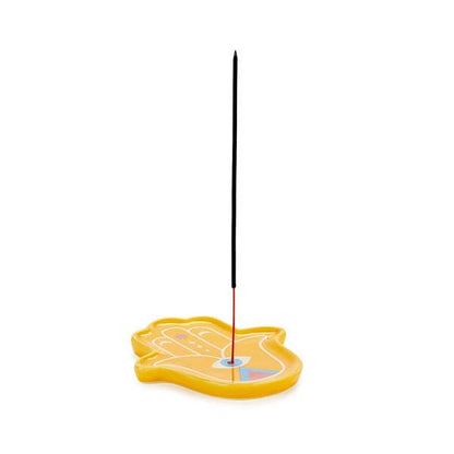 Incense holder, Lucky Hand, yellow, ceramic