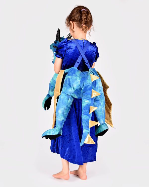 Costume dragon bleu taille unique 120x60 cm