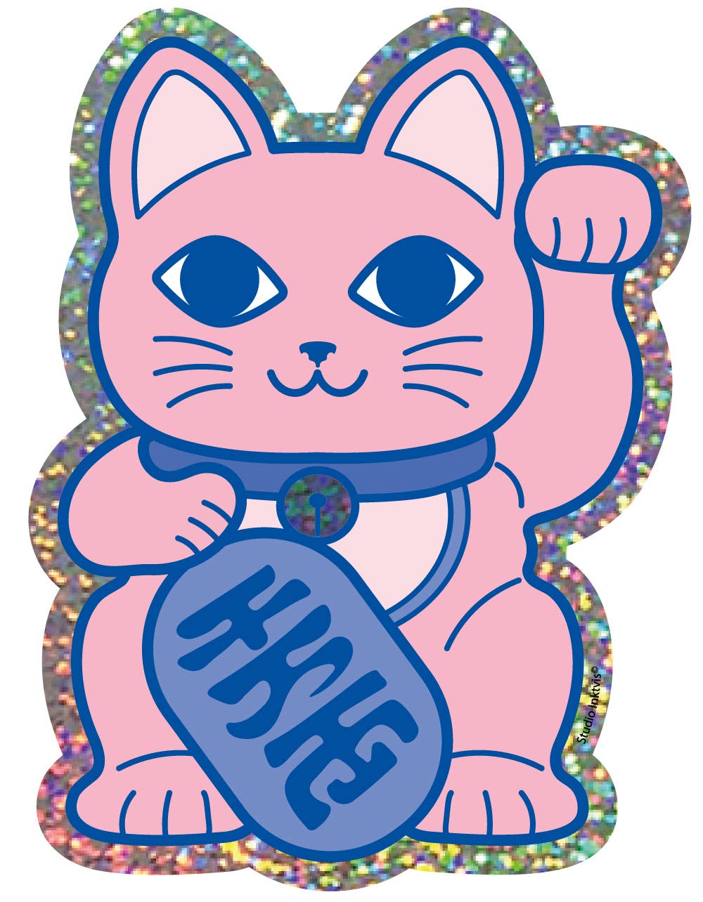 Autocollant à Paillettes Maneki Neko Lucky Cat