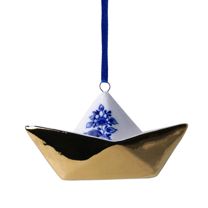Origami Boat Christmas Ornament