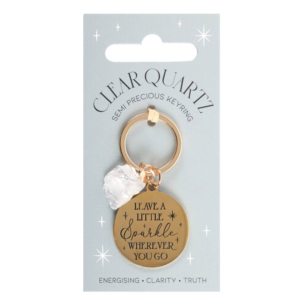 Porte-clés avec Cristal de Quartz « Leave a Little Sparkle wherever you go »
