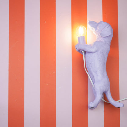 Table Lamp - Dachshund Lamp - Polyresin - Lilac - E14 - 10x15x38cm