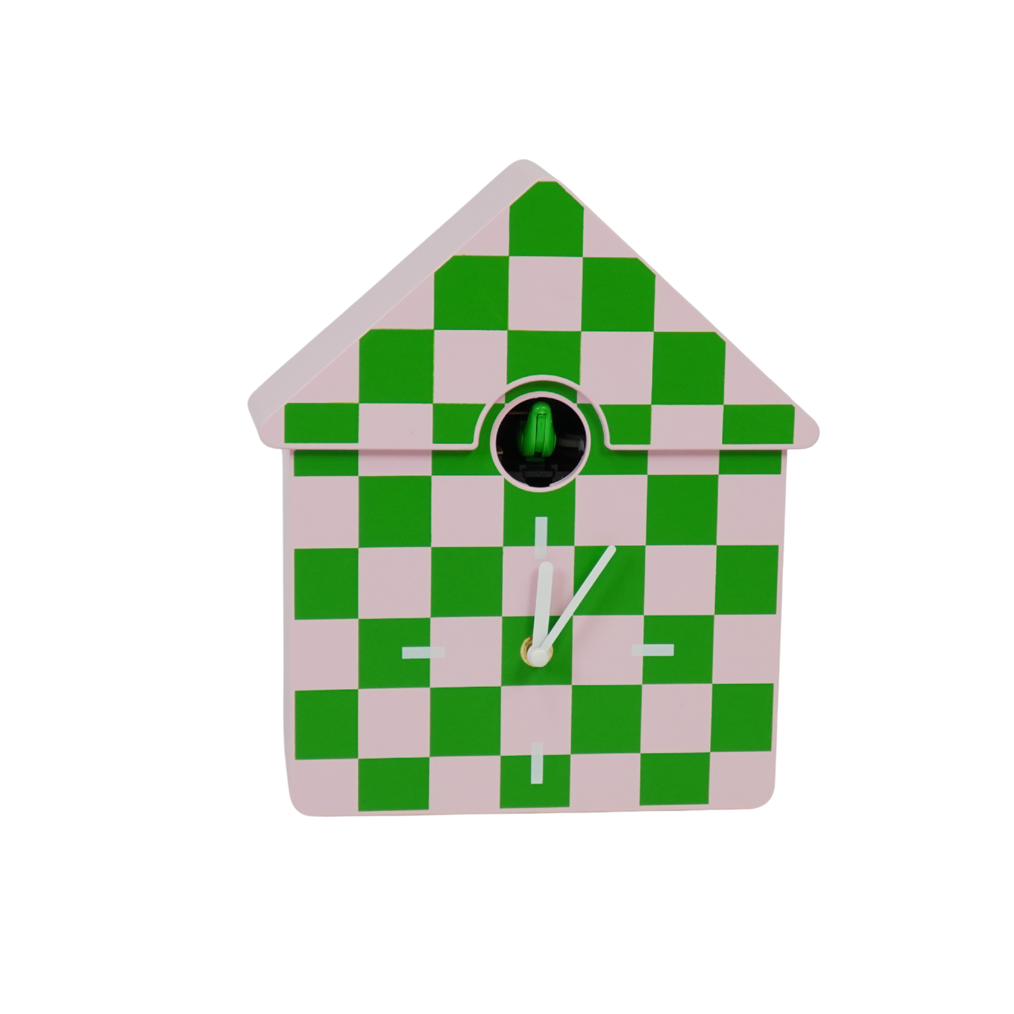 Klok - Koekoekswandklok - Patroon - Groen/Roze - 24x27x9cm