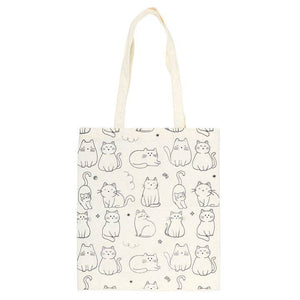 Tote Bag Imprimé Chats Blancs