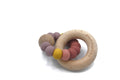 Anneau de Dentition Violet avec Initiale - Silicone & Bois