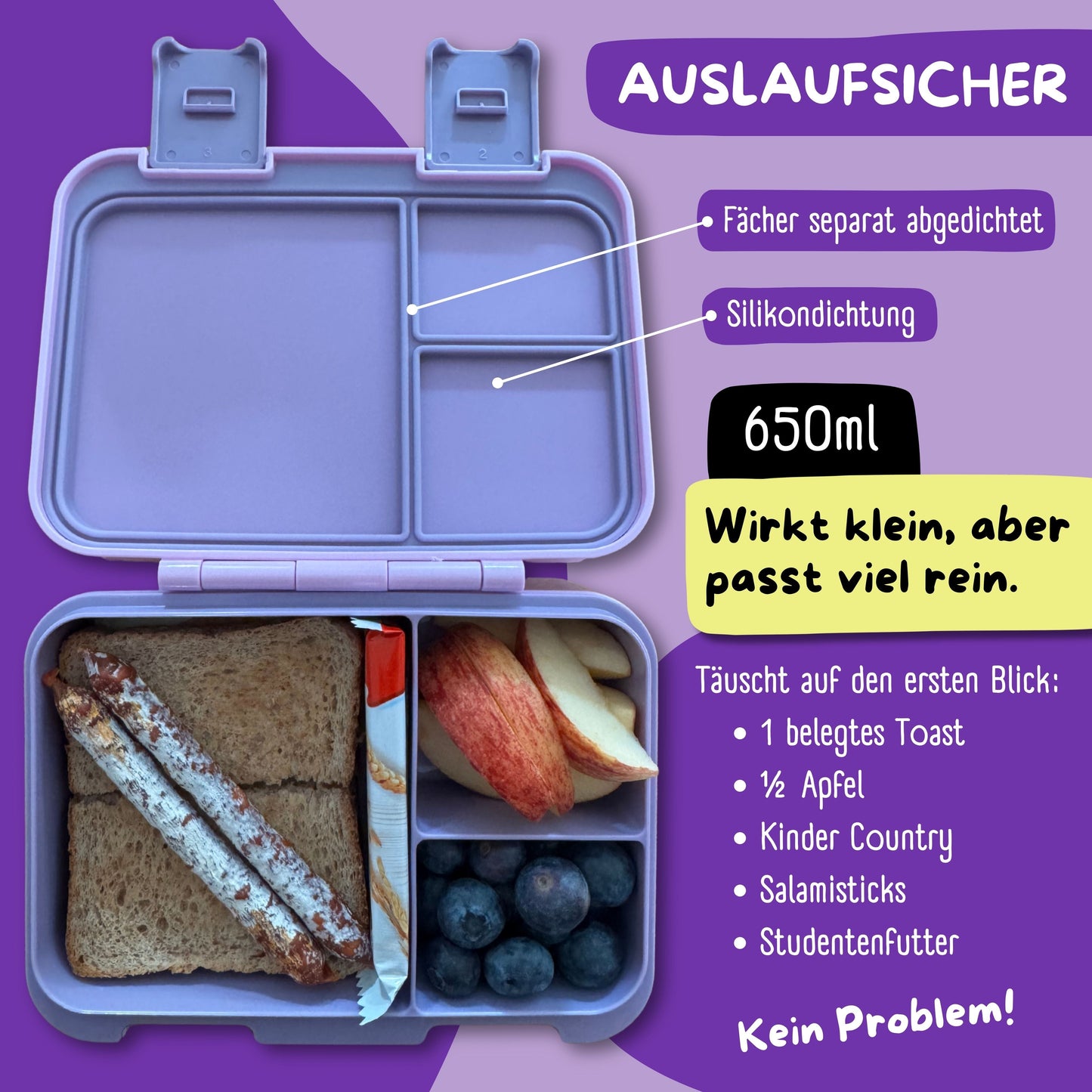Lunch Box with Compartments, Leakproof - Butterfly GLOW