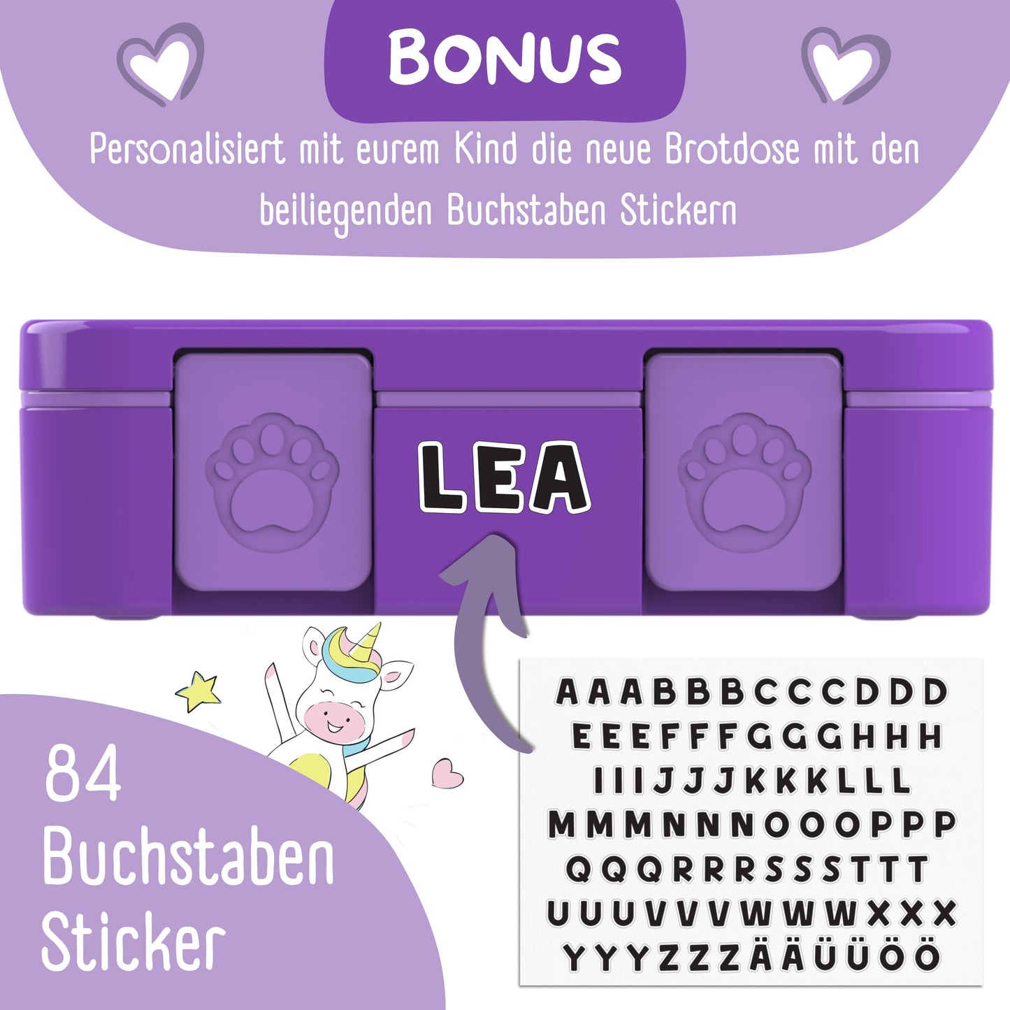 Lunch box with compartments, lightweight & leak-proof - purple