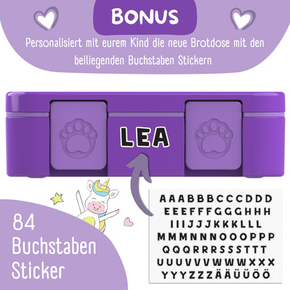 Lunch box with compartments, lightweight & leak-proof - purple