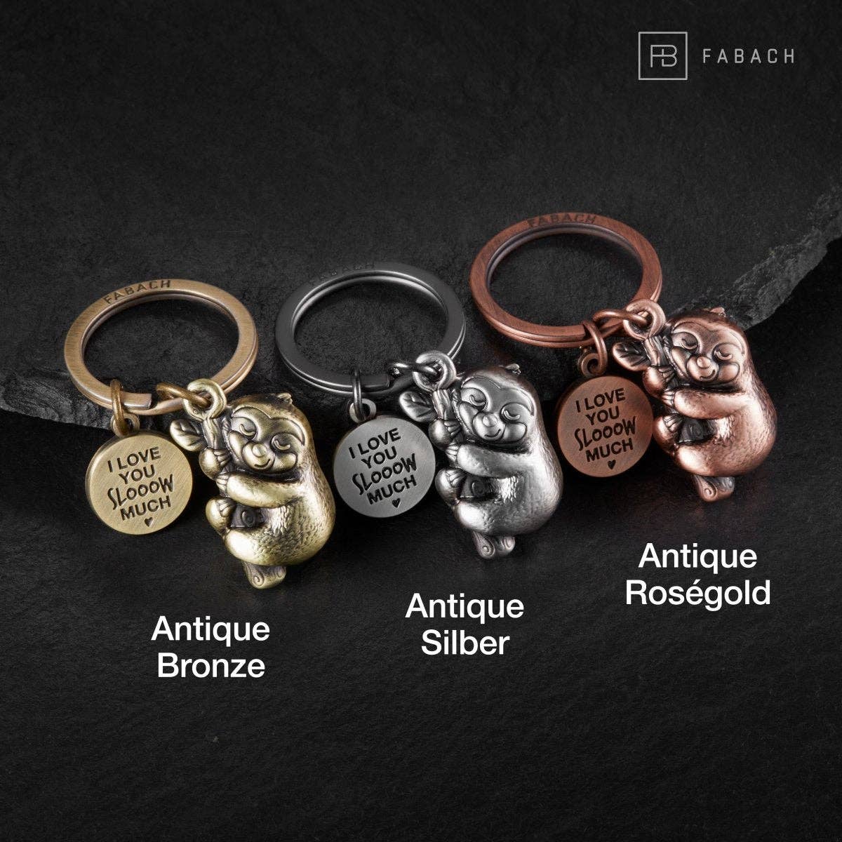 Lazy keychain "I love you slooow much" "Dreamy" with engraving - Cute lucky charm