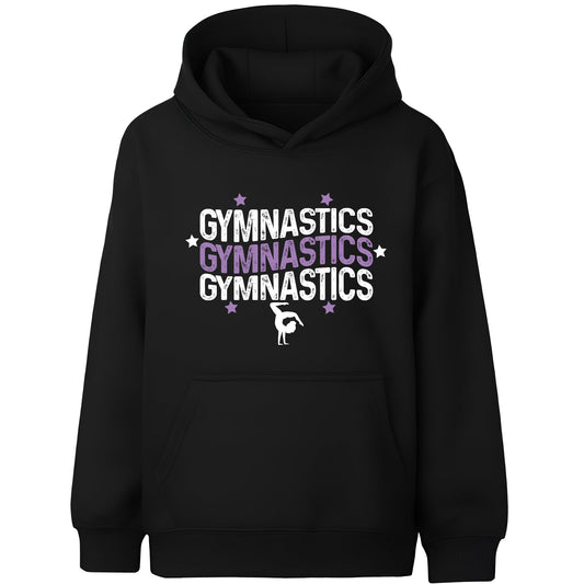 Fringoo Gymnastic Sweat à capuche for enfant Cotton Rich Soft Hooded Sweatshirt- Gymnasticx3- noir