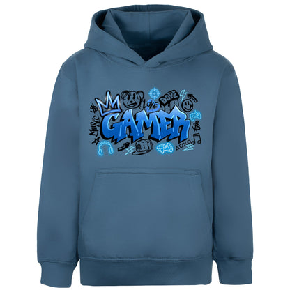 Fringoo gamer Sweat à capuche garçon Cotton Rich Soft Hooded Sweatshirt- gamer Graffiti bleu